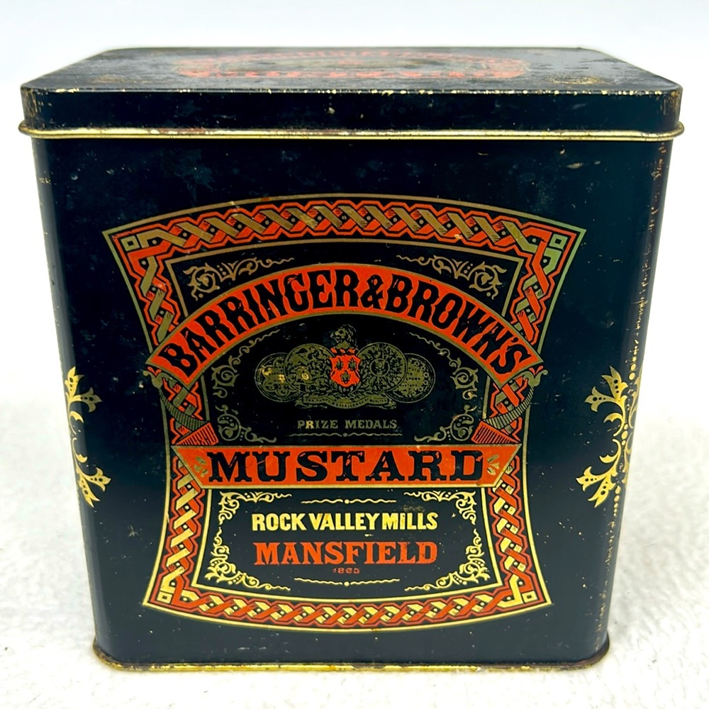 Vintage “Barringer &Brown’s” mustard’s tin with hinged lid  ENGLAND